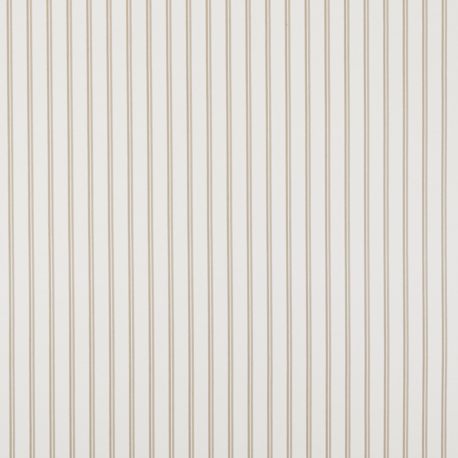 Pale stone beige vertical stripe cotton fabric with a fine woven texture