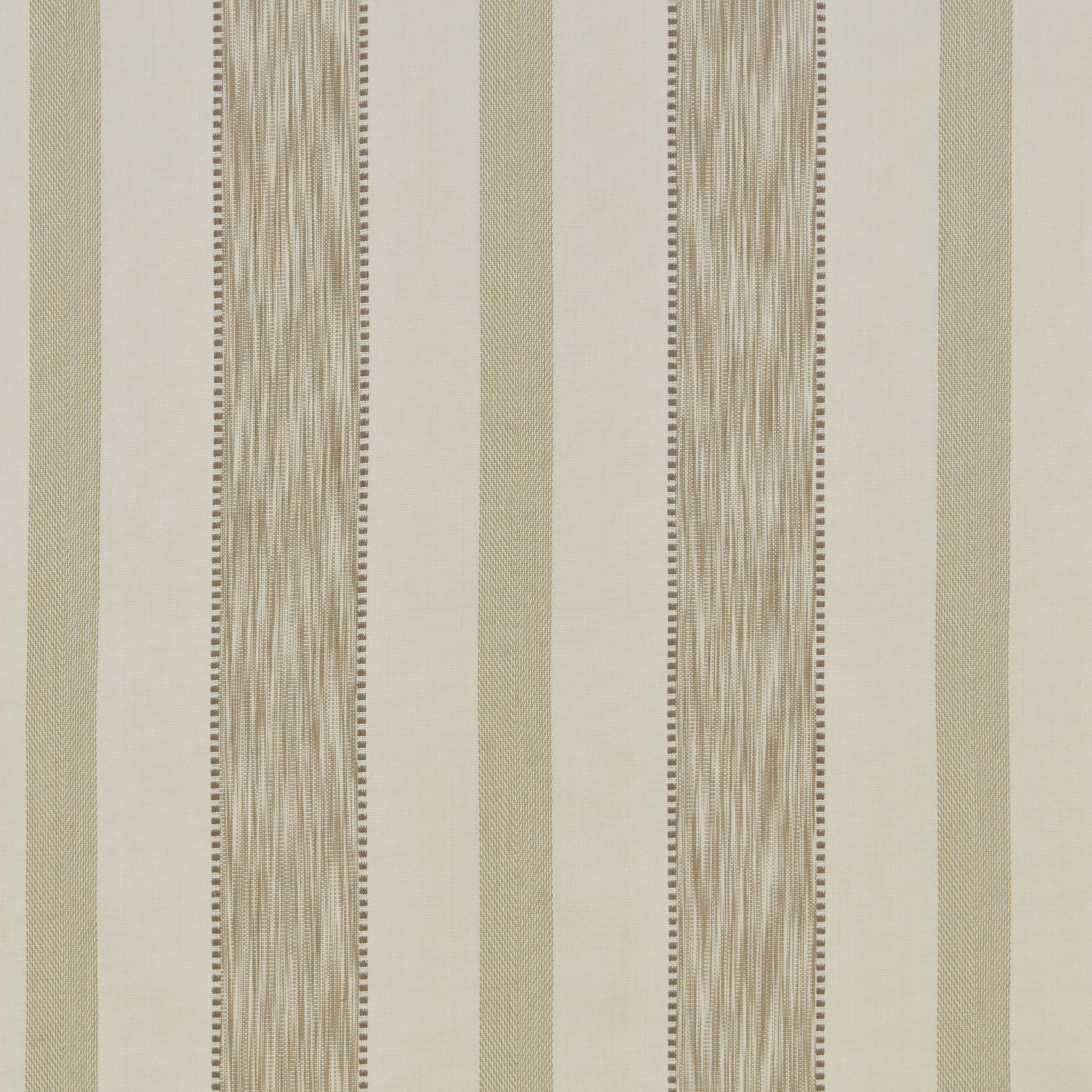 Cream cotton fabric with muted sage vertical stripes and textured central bands