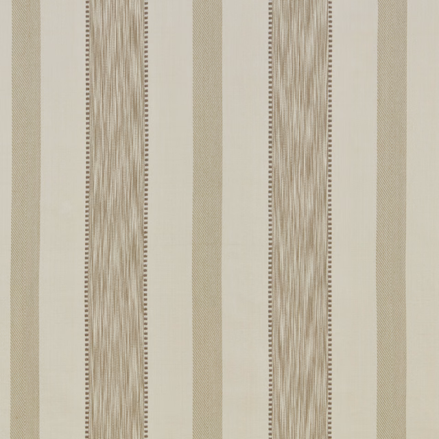 Cream cotton fabric with muted sage vertical stripes and textured central bands
