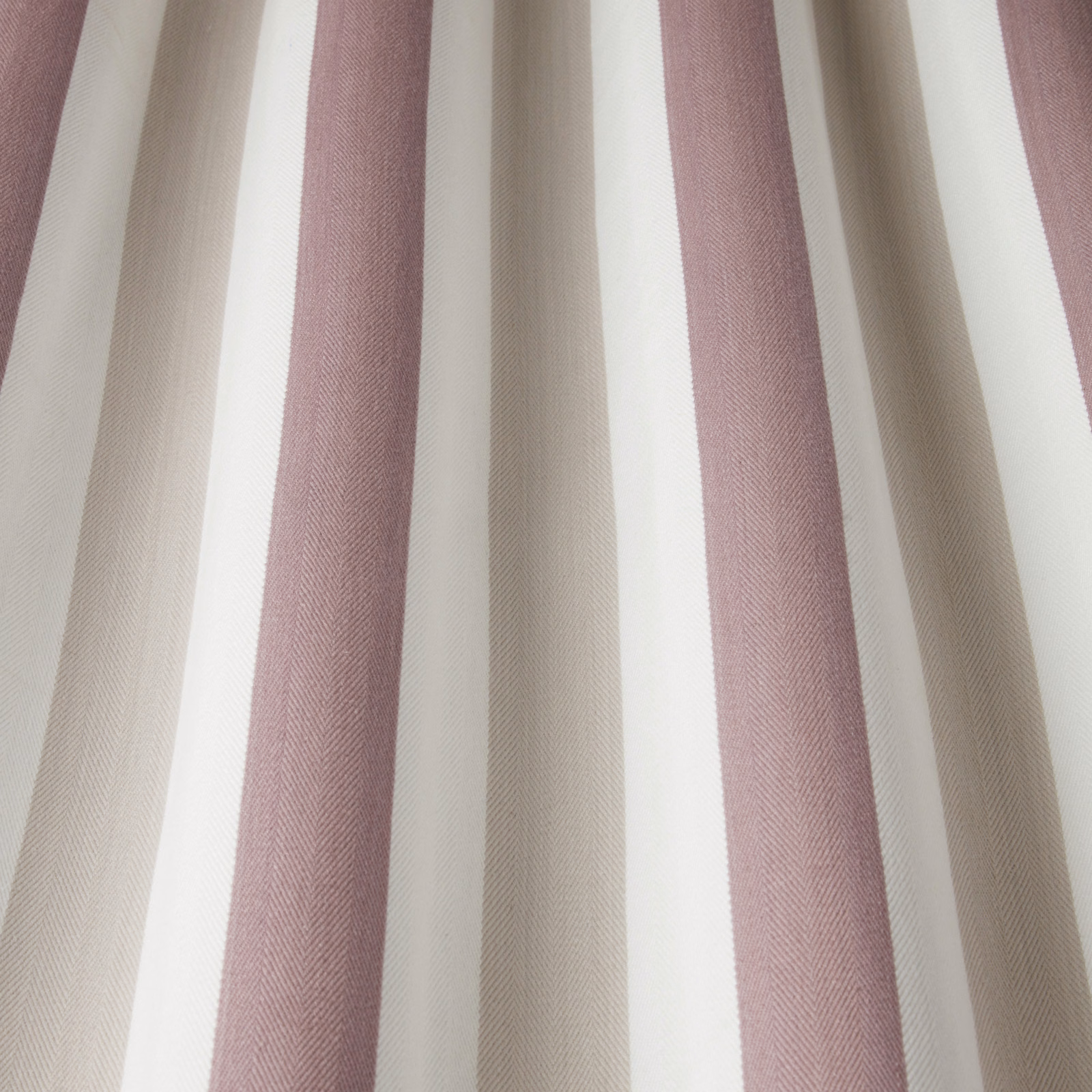 Vertical dusty grape, ivory and beige striped cotton fabric with fine herringbone weave