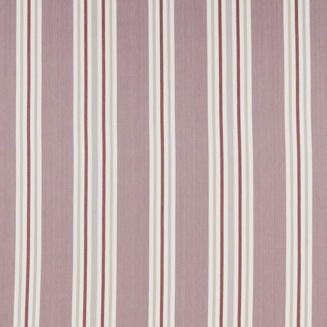 Vertical dusty mauve cotton stripe with cream and grape pinstripes