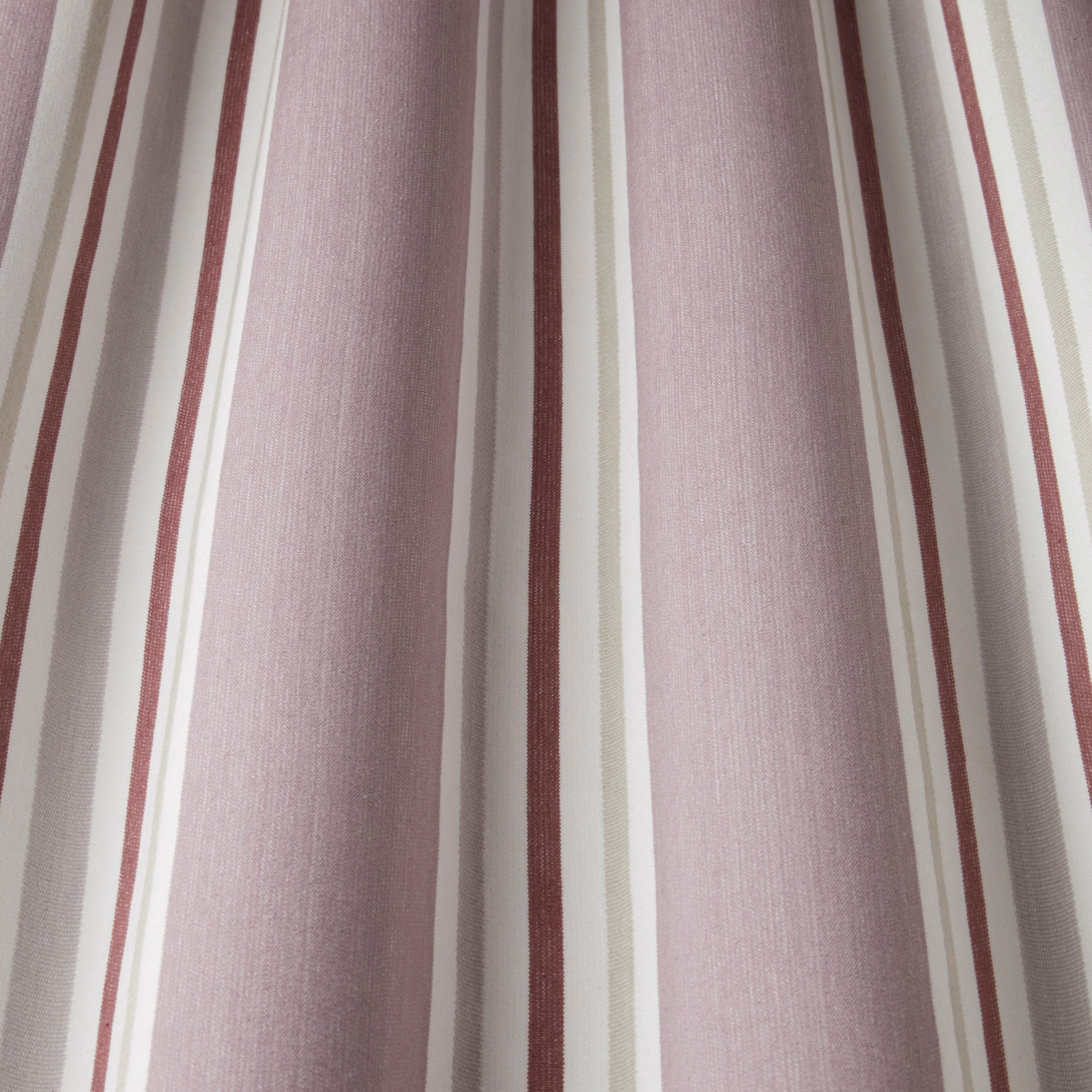 Vertical grape and mauve striped cotton fabric with cream and burgundy bands