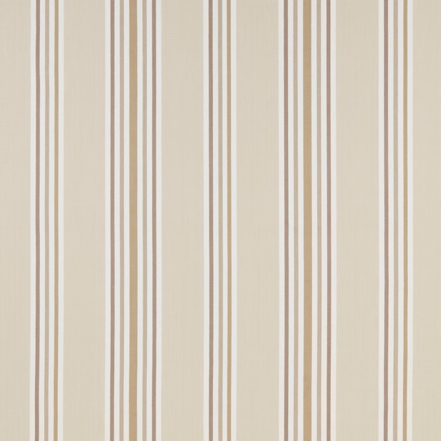 Cream cotton fabric with vertical taupe and sand stripes