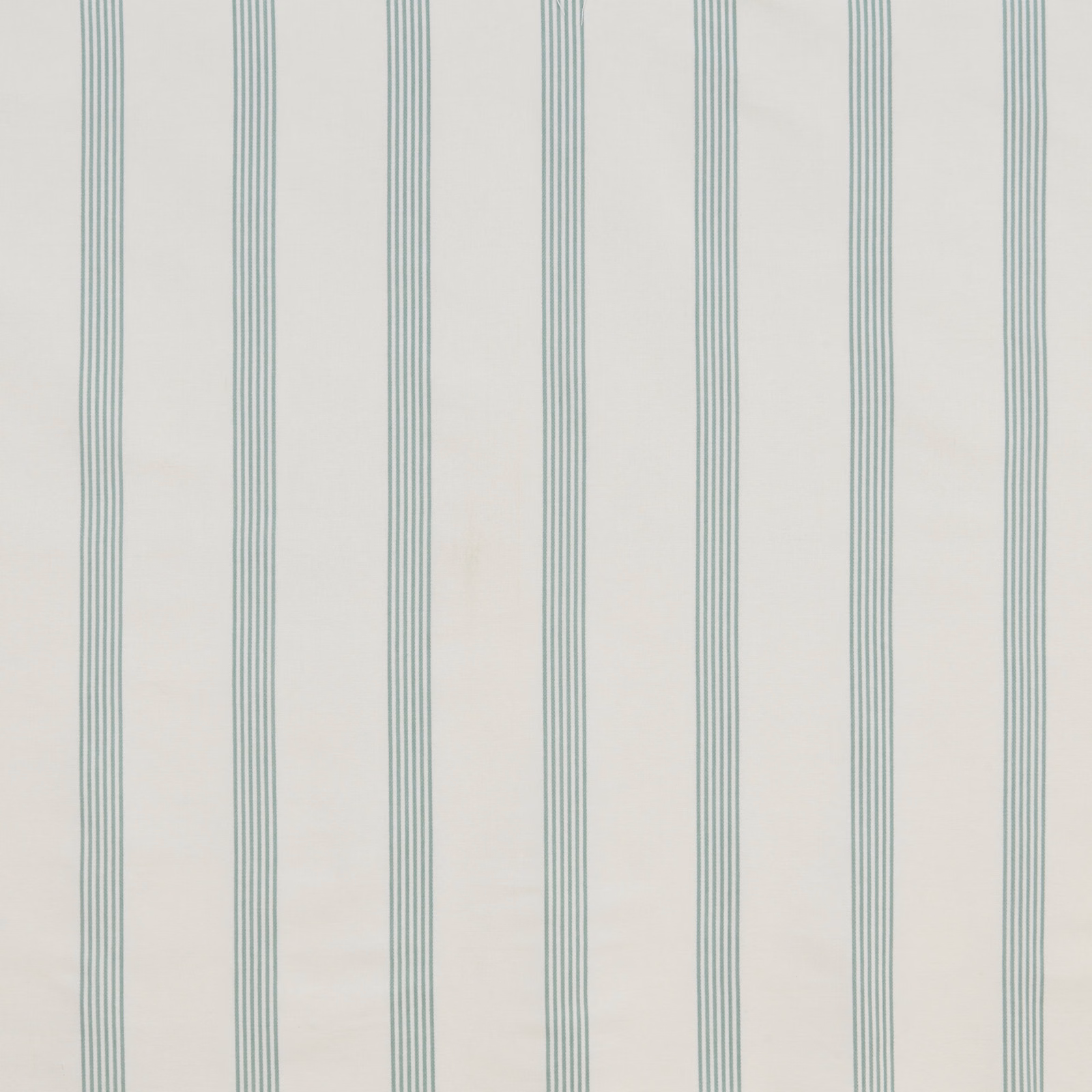 Cream cotton fabric with narrow vertical aqua stripes