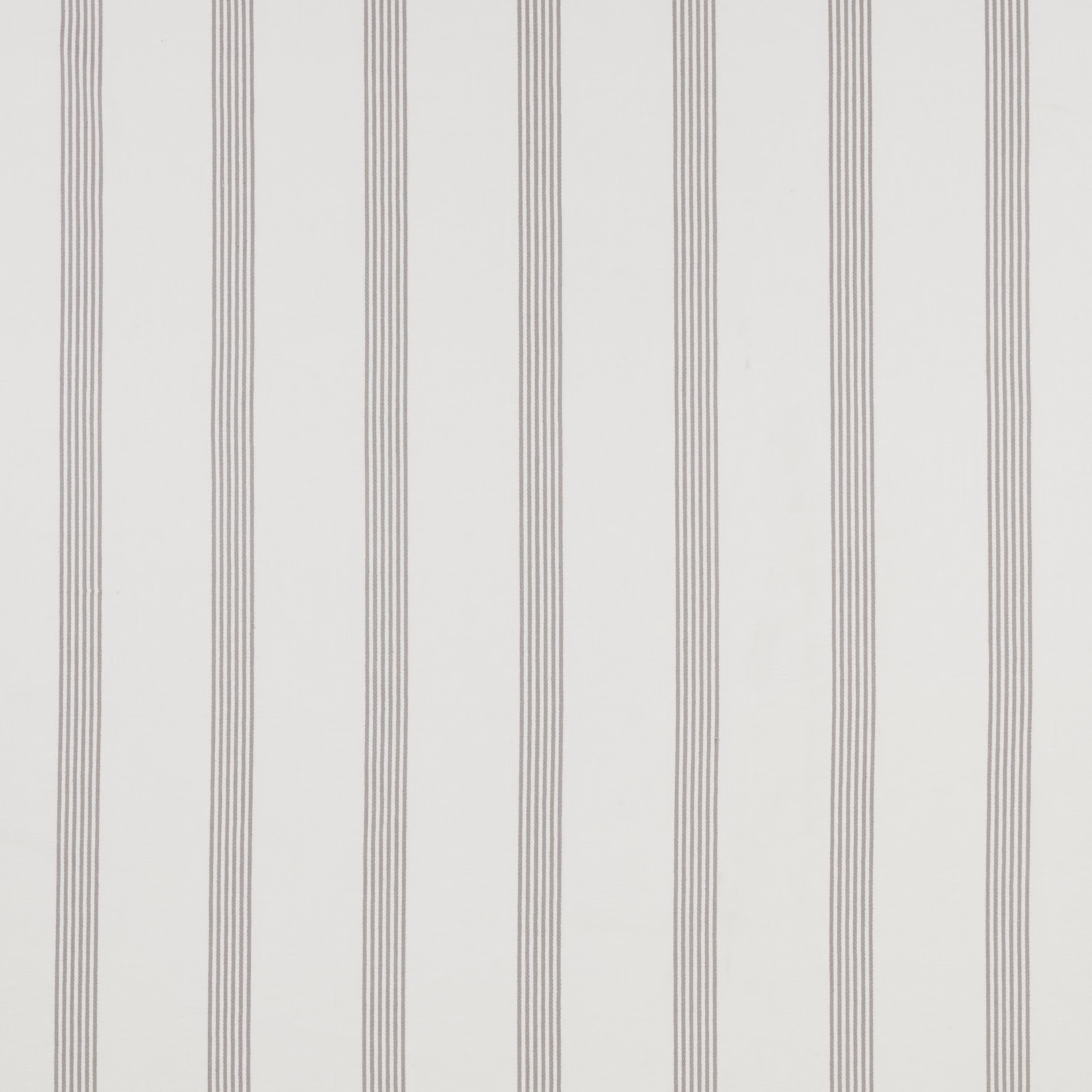 Pale off-white cotton fabric with fine flint-grey vertical stripes
