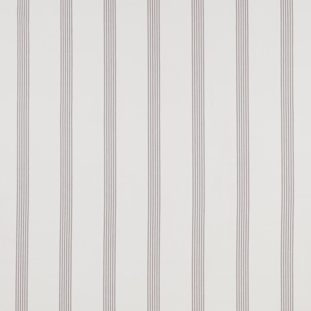 Pale off-white cotton fabric with fine flint-grey vertical stripes