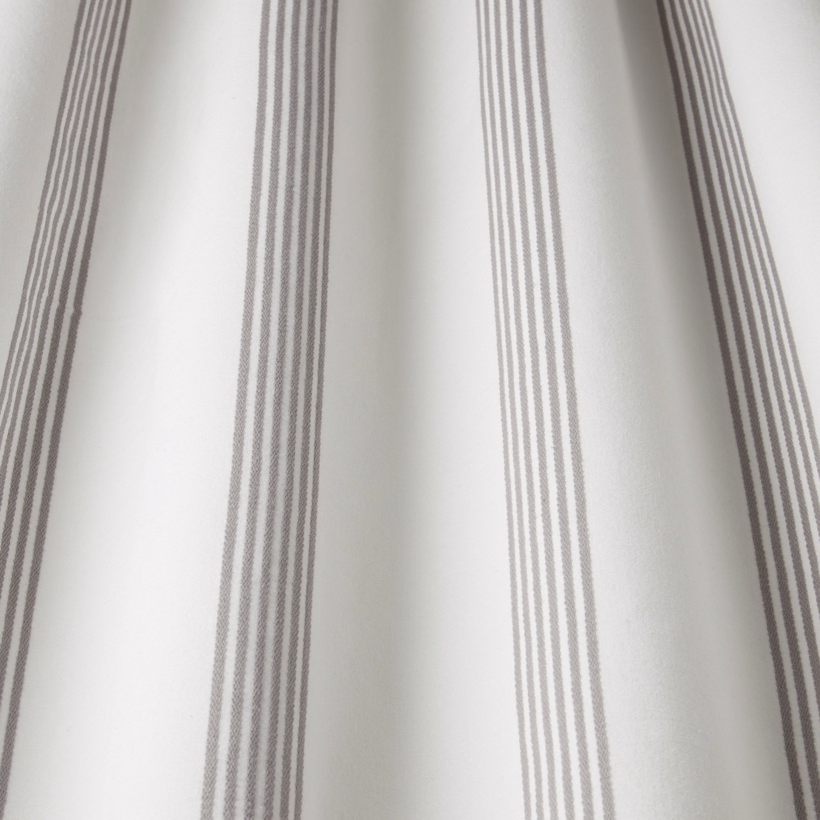 Vertical flint-grey stripe fabric on a pale off-white cotton ground