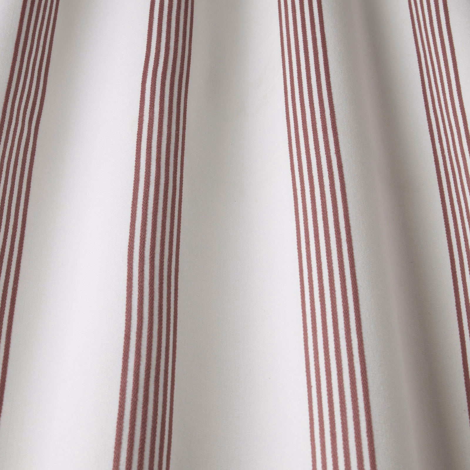 Ivory cotton fabric with narrow dusty grape vertical stripes