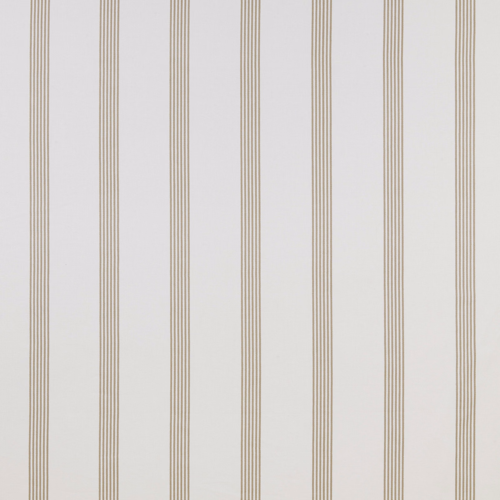 Pale ivory cotton fabric with narrow beige vertical stripes