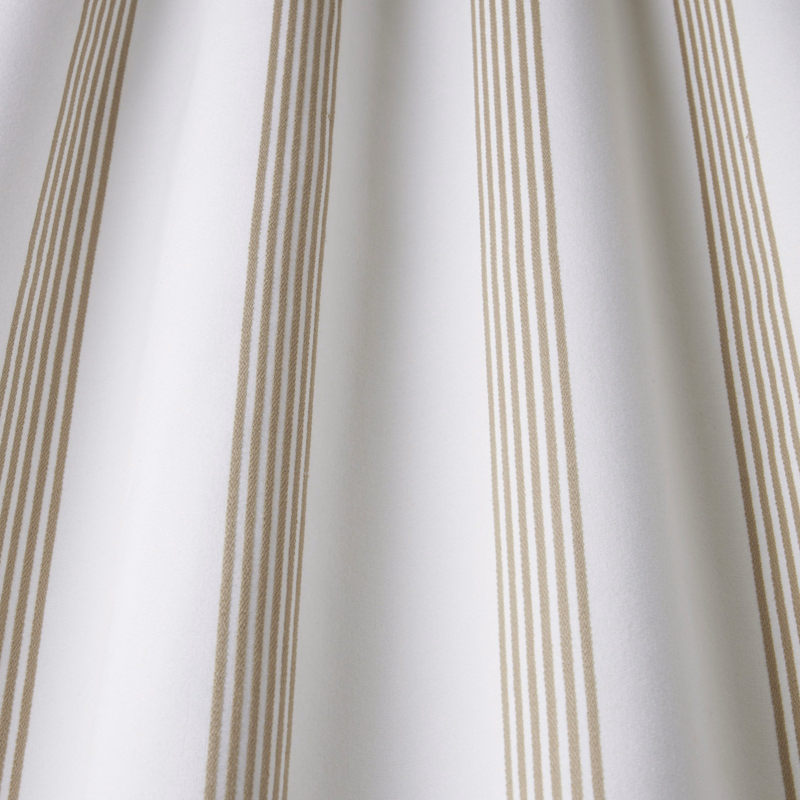 Ivory cotton fabric with narrow warm beige vertical stripes