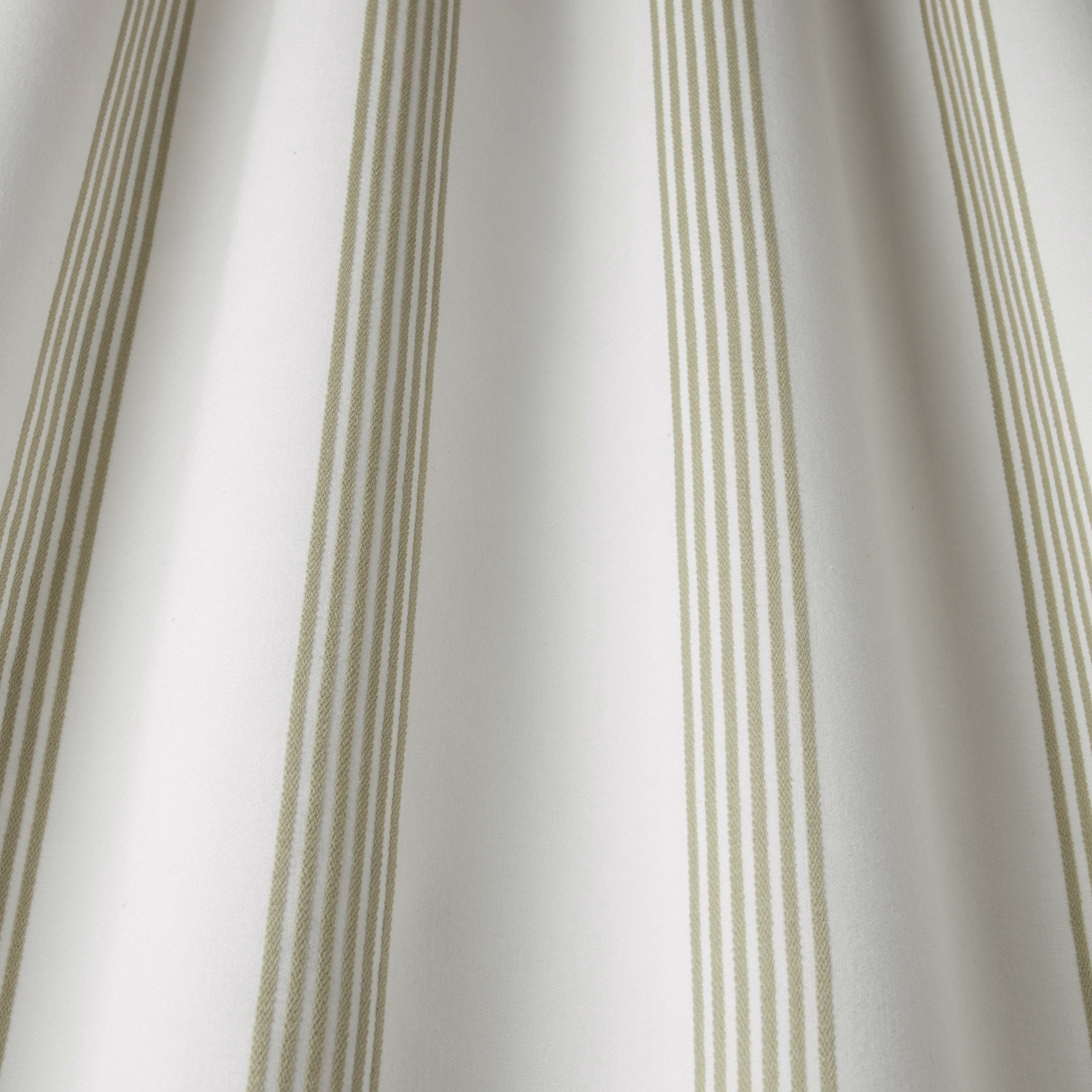 Pale fabric swatch with narrow muted olive vertical stripes
