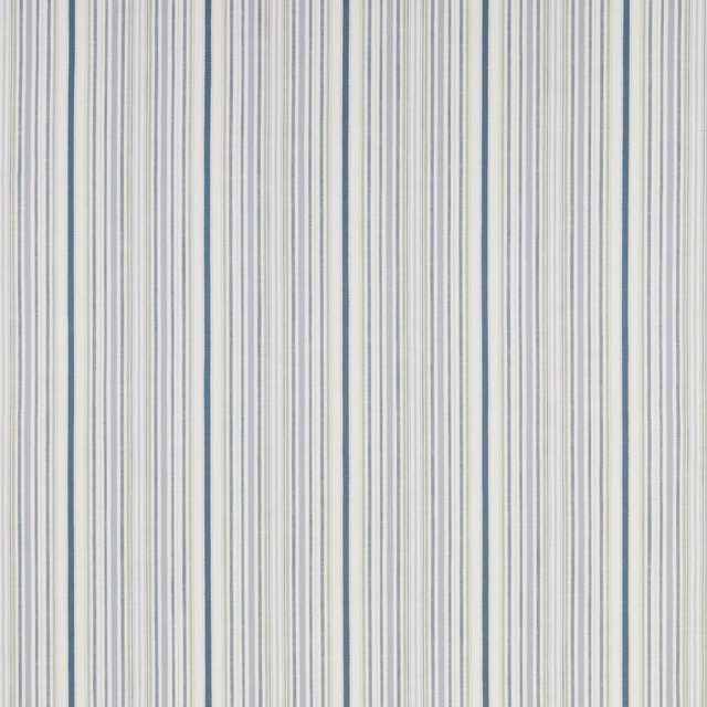 Fine vertical stripes in aqua, pale grey and white cotton fabric