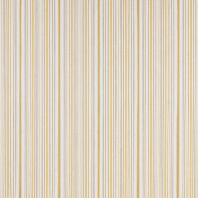 Pale citrus and ivory vertical stripe cotton fabric swatch