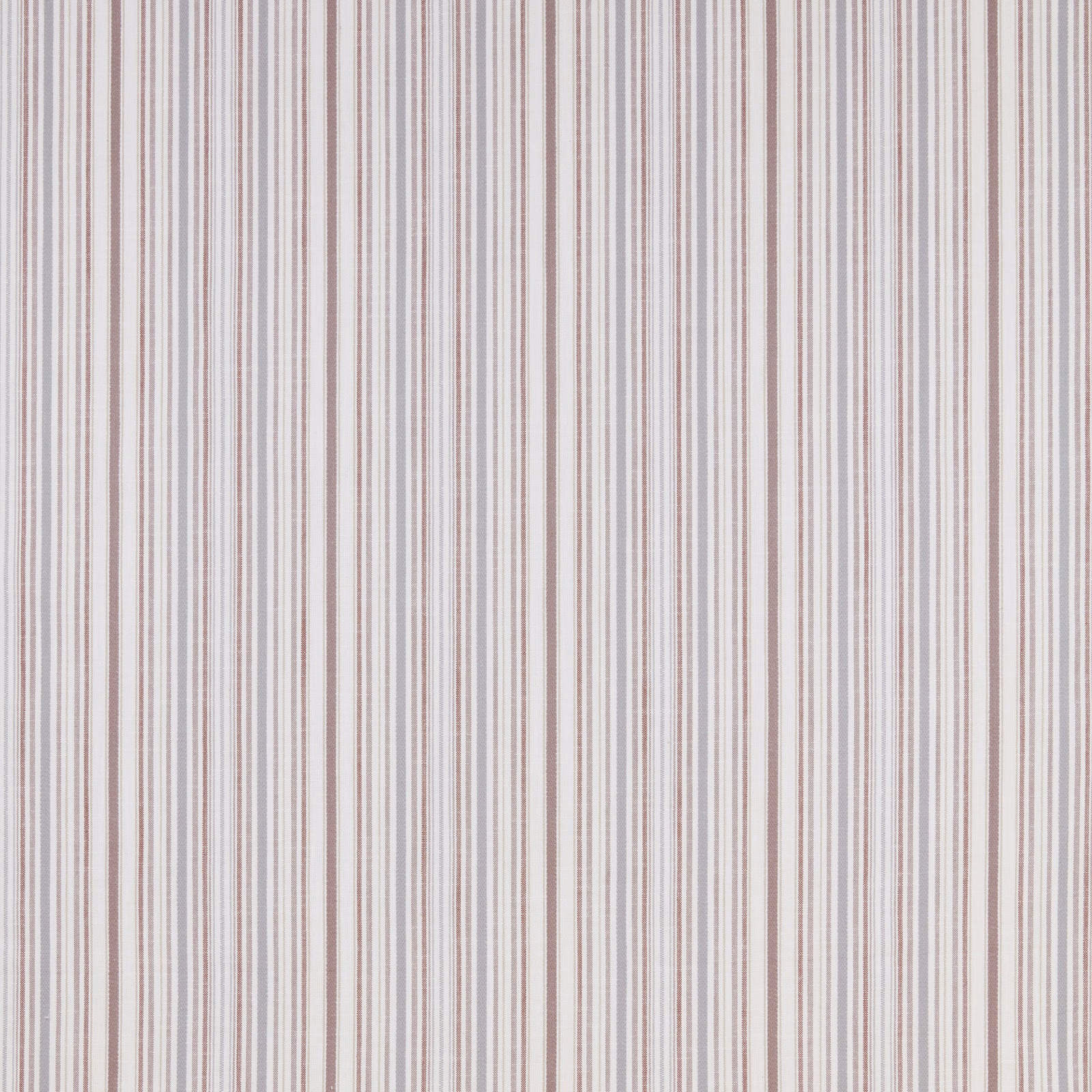 Fine vertical stripes in muted grape pink, grey and ivory cotton