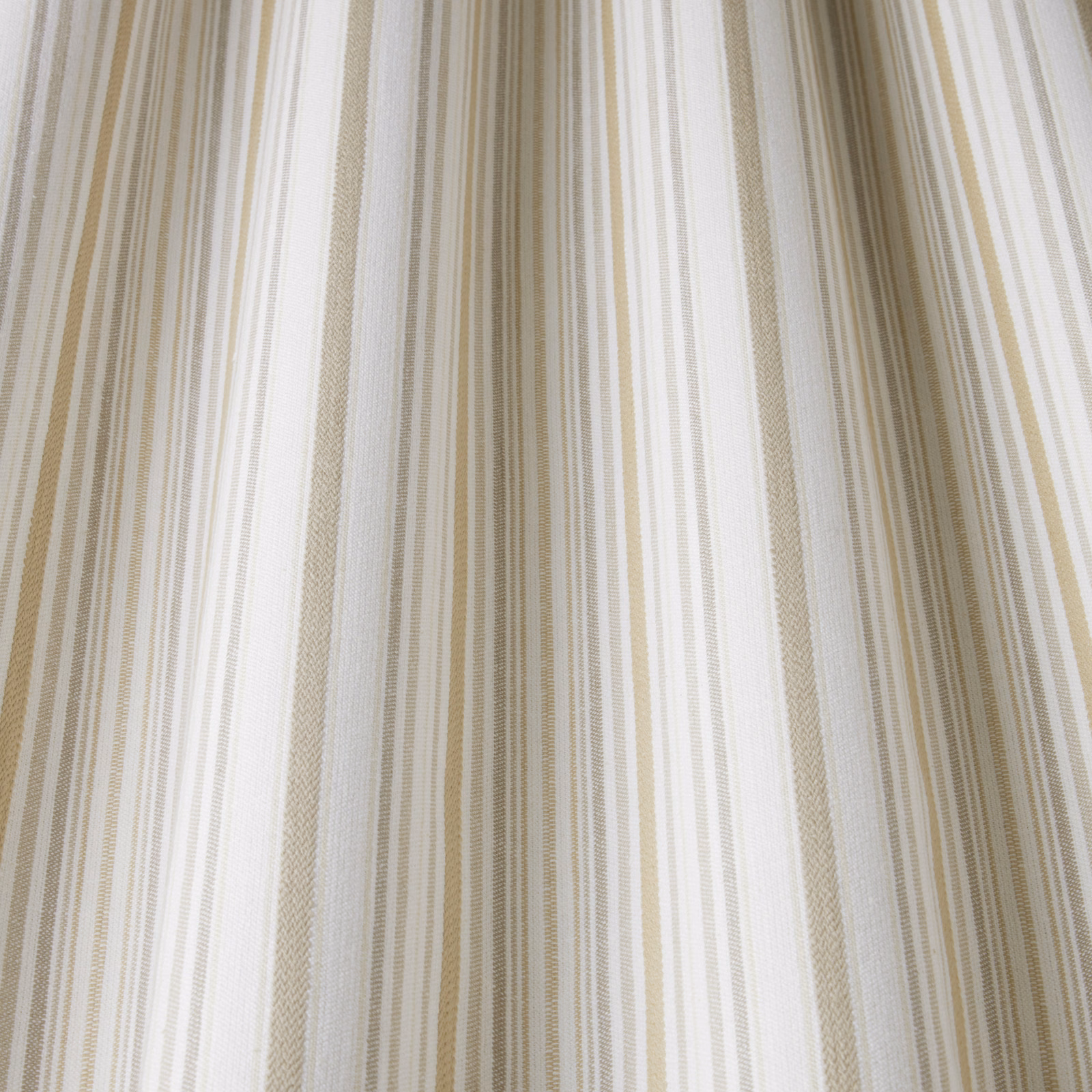 Cream and beige vertical striped cotton fabric with a soft woven texture
