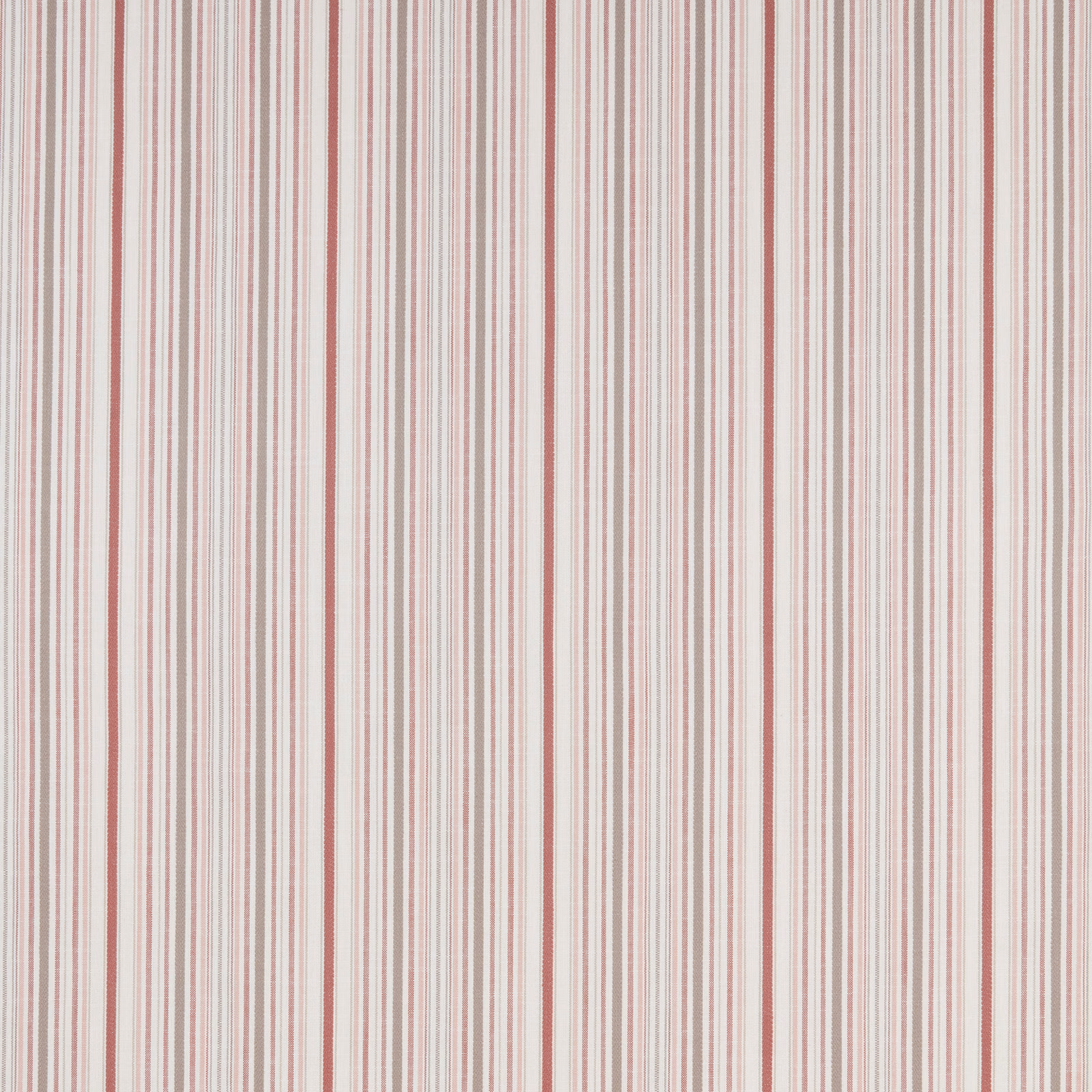 Vertical raspberry pink and blush stripes on a pale cotton fabric swatch