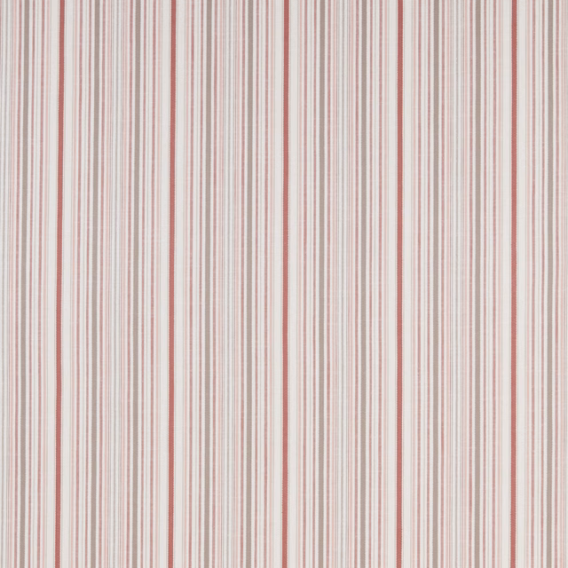 Vertical raspberry pink and blush stripes on a pale cotton fabric swatch
