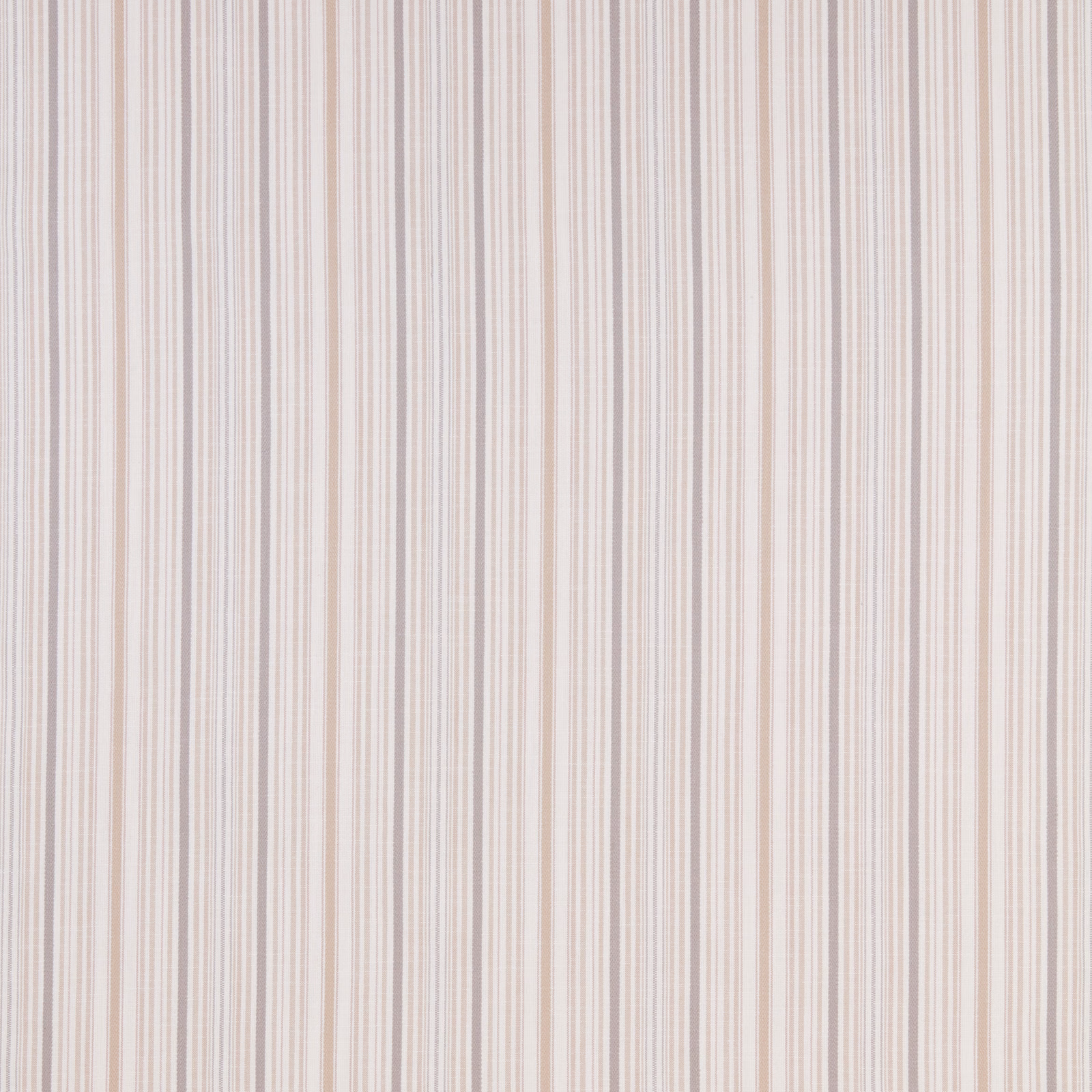 Pale rose and beige vertical striped cotton fabric swatch with fine narrow bands
