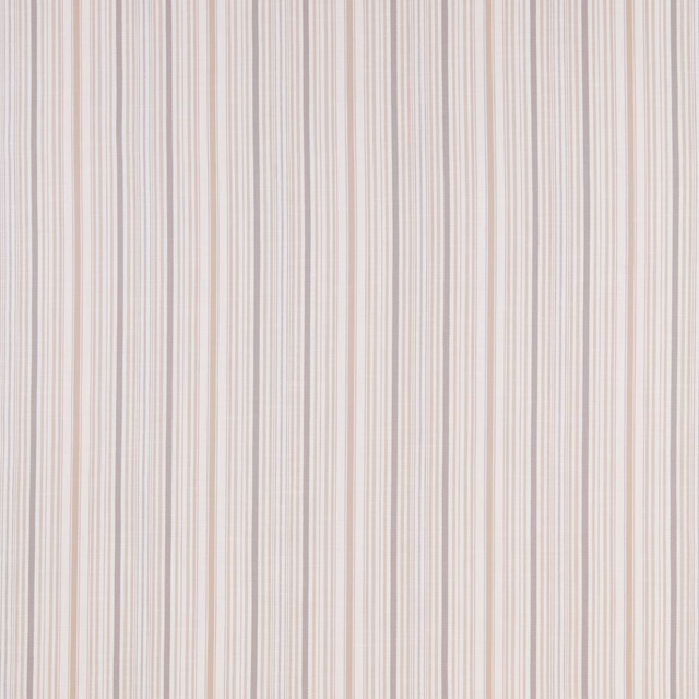 Pale rose and beige vertical striped cotton fabric swatch with fine narrow bands