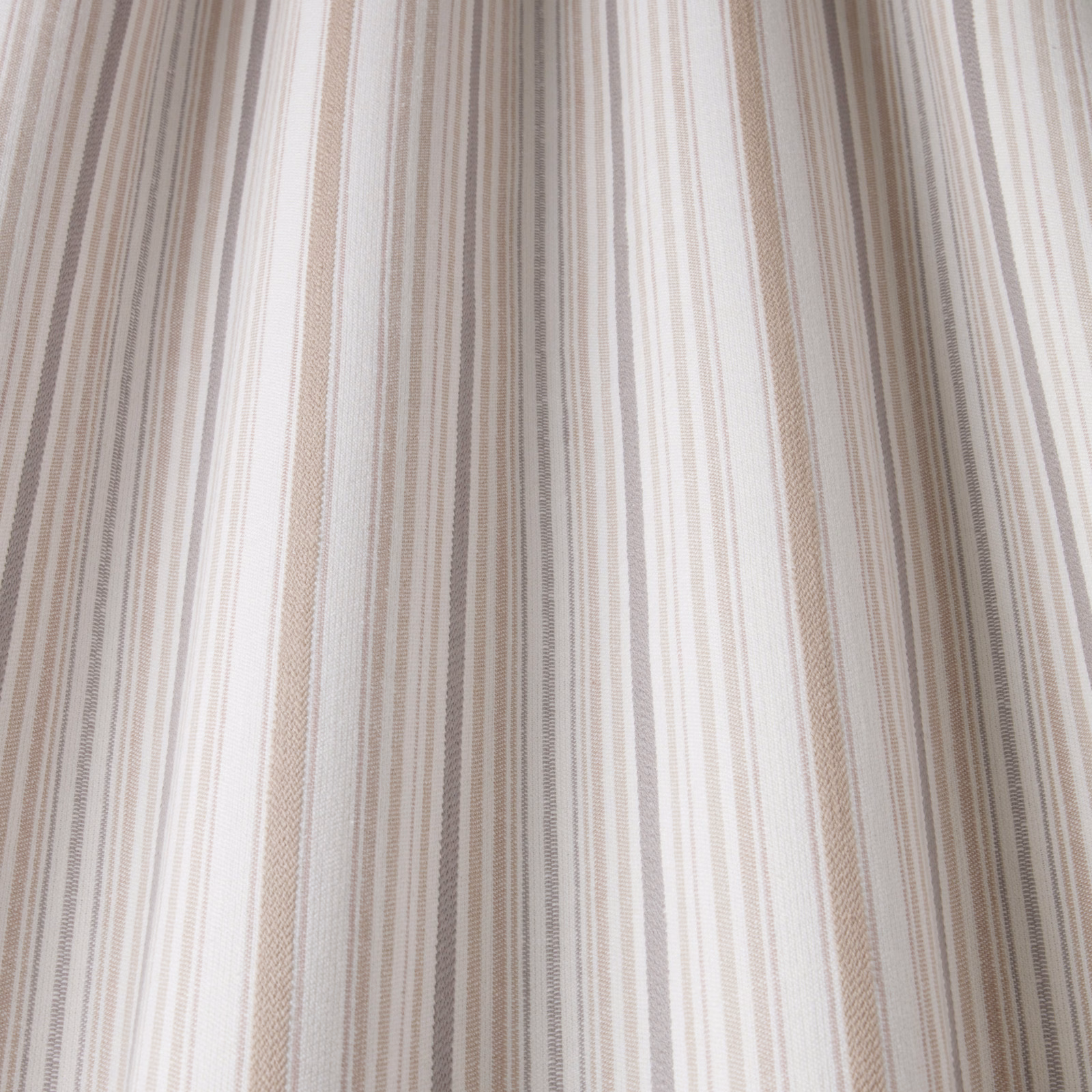 Vertical rose-beige and ivory striped cotton fabric with fine woven texture