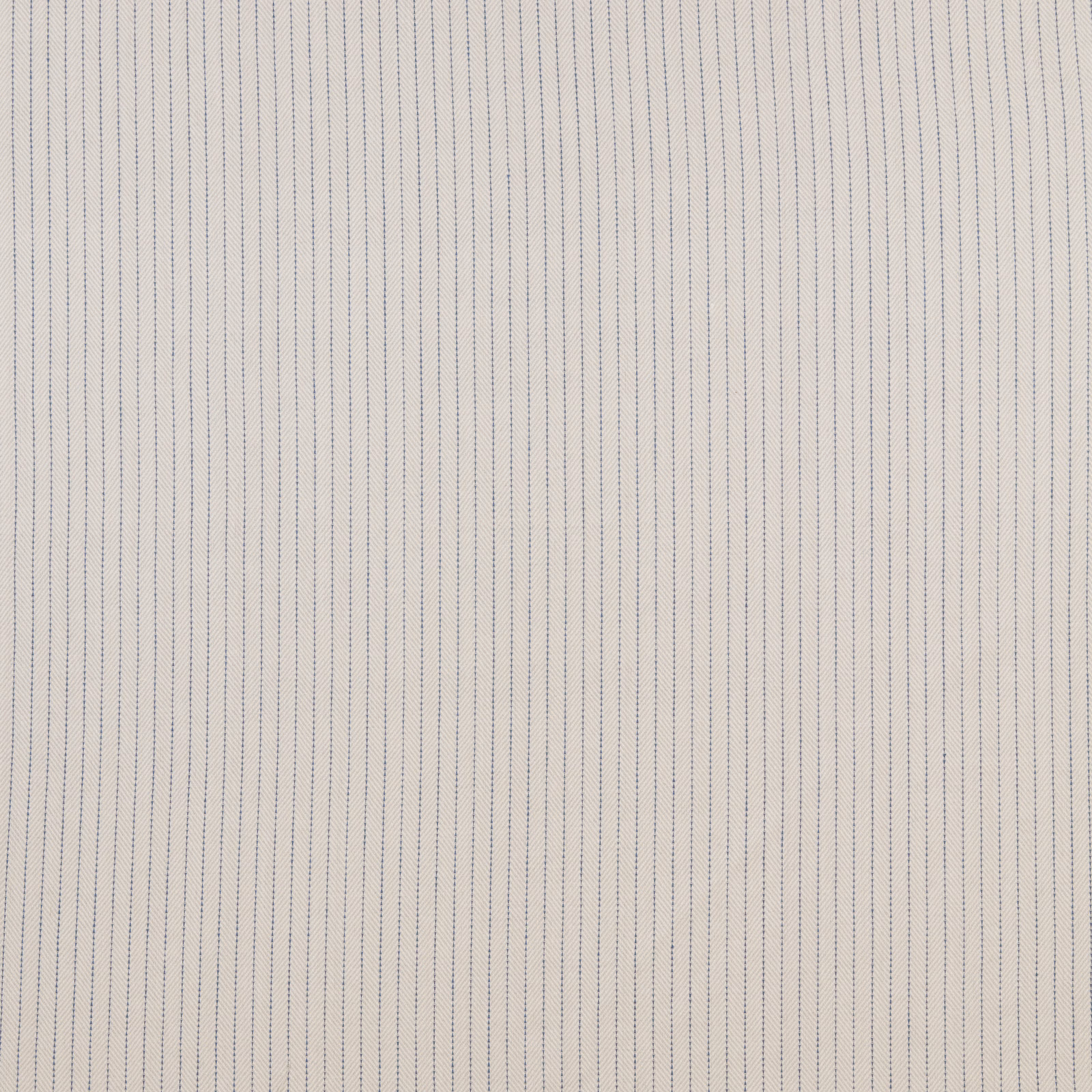Pale cotton fabric with fine kingfisher-blue vertical pinstripes