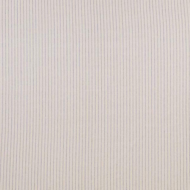 Pale cotton fabric with fine kingfisher-blue vertical pinstripes
