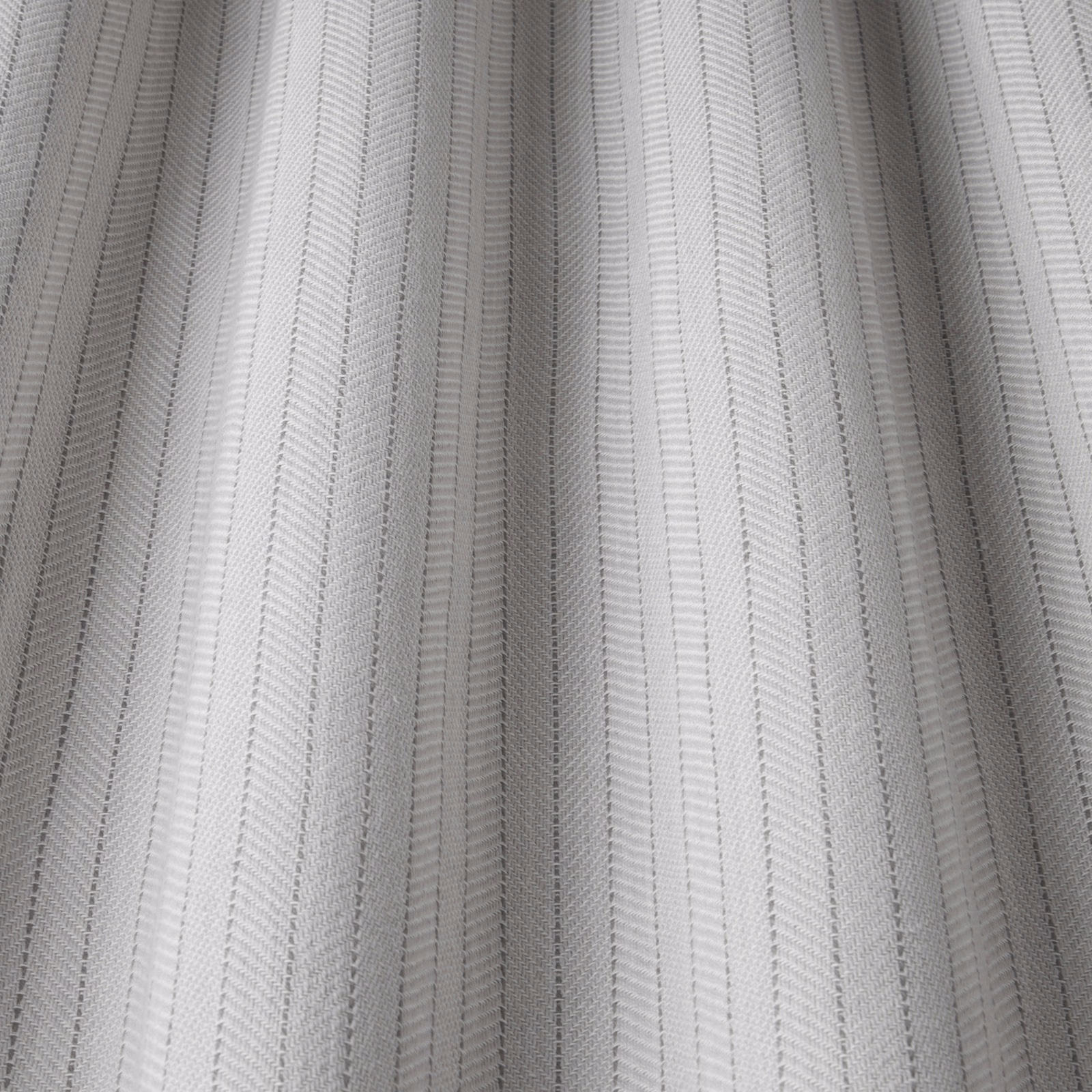 Pale mineral grey cotton fabric with narrow wavy vertical stripes