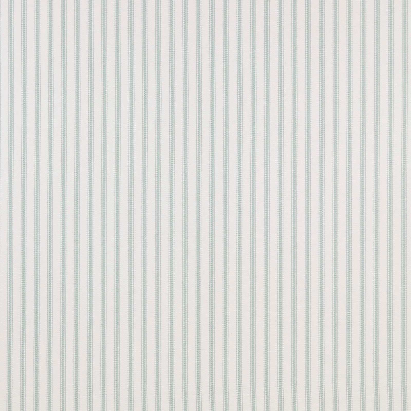 Fine vertical aqua stripes on a white cotton fabric swatch