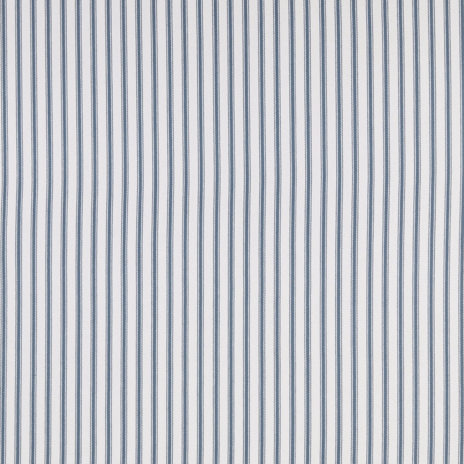 Pale glacier blue and white vertical striped cotton fabric swatch
