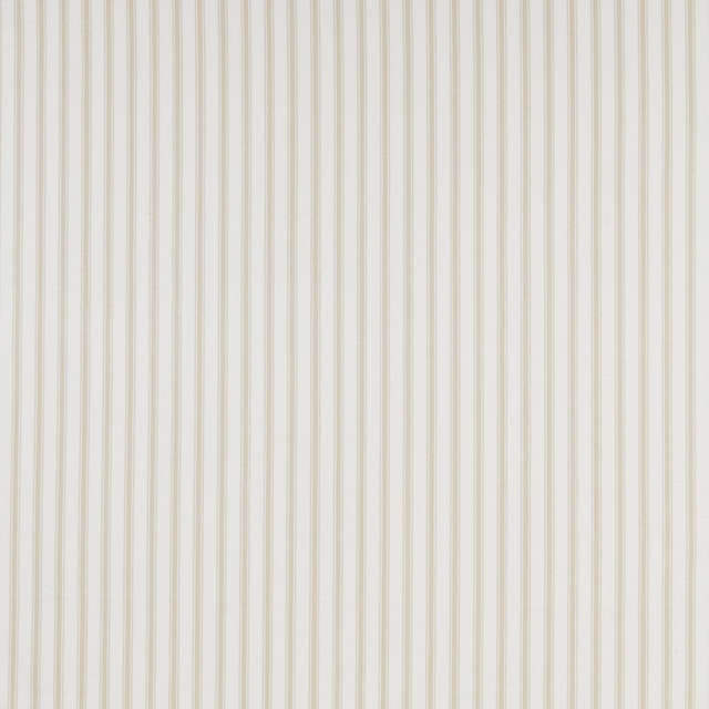 Pale cream cotton fabric with fine vertical ivory and linen stripes
