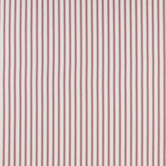 Vertical mulberry pinstripes on a pale ivory cotton fabric swatch