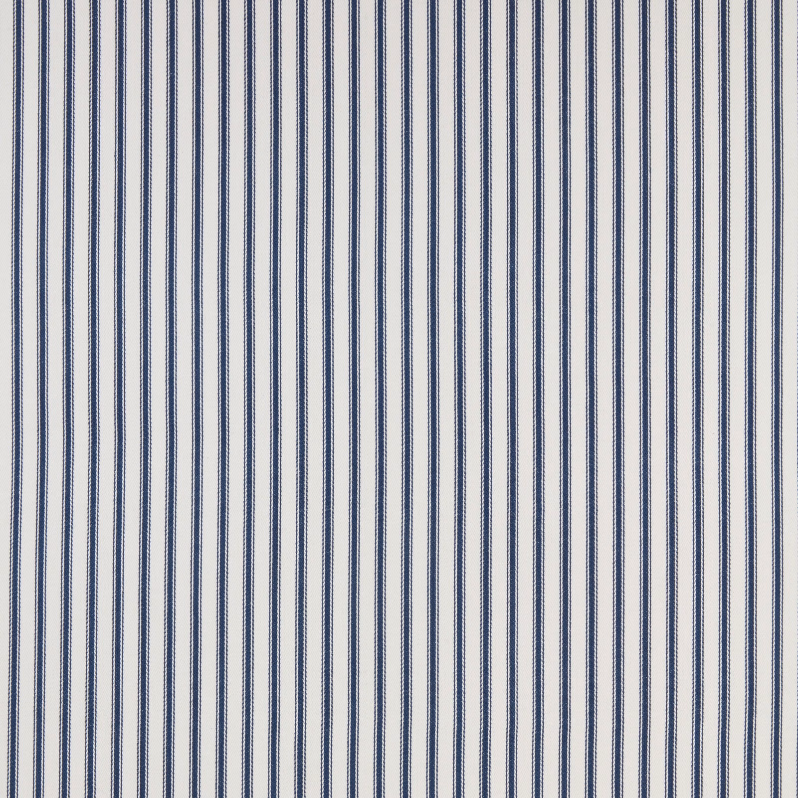 Cream cotton fabric with fine vertical navy pinstripes