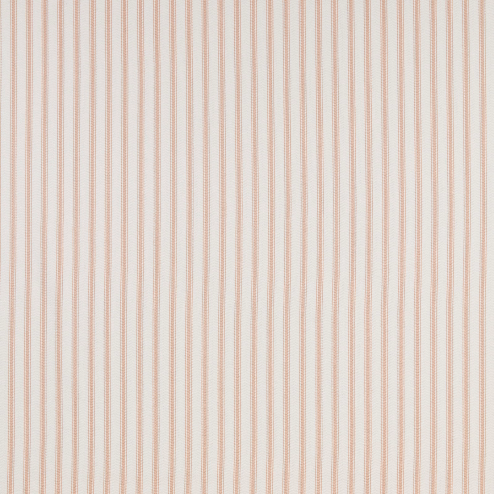 Vertical blush rose pinstripes on a pale cream cotton fabric swatch