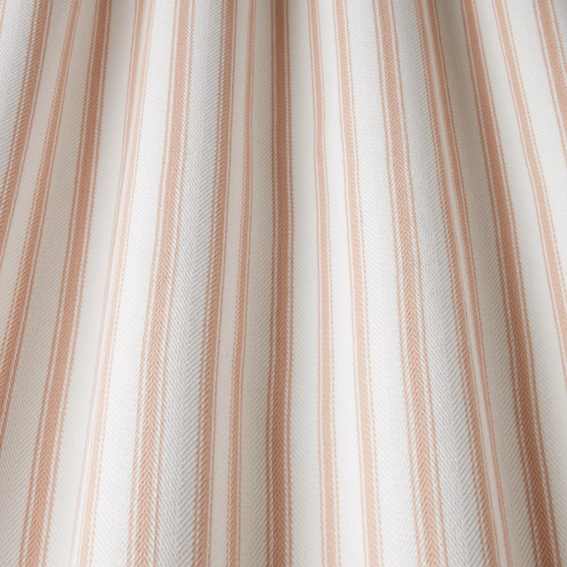 Blush and ivory vertical striped cotton fabric with fine woven texture