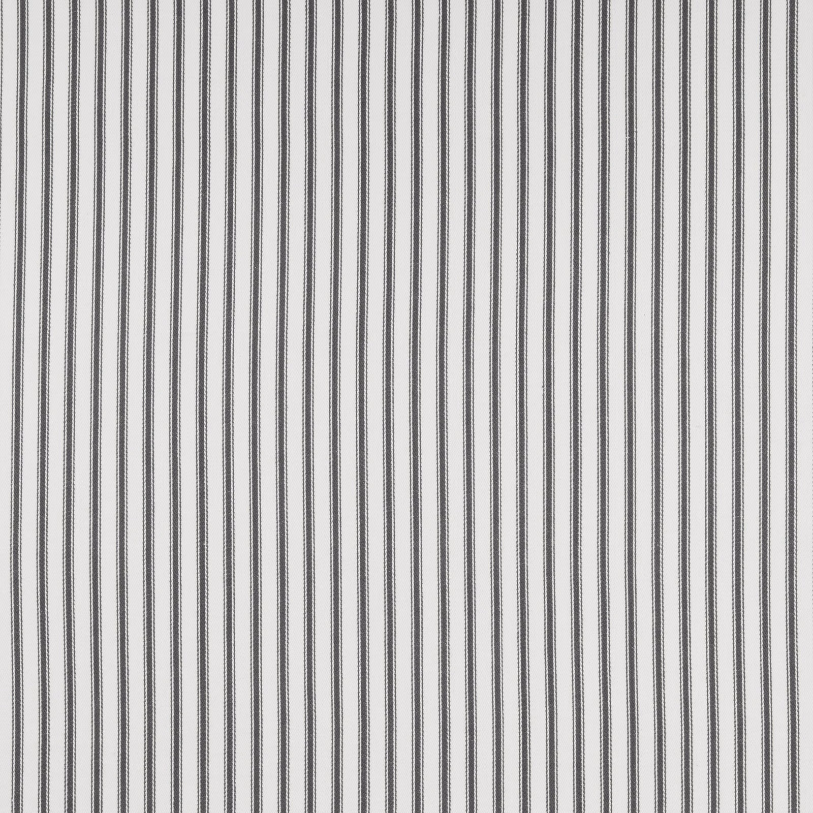 Vertical slate-grey pinstripes on a pale cotton ground