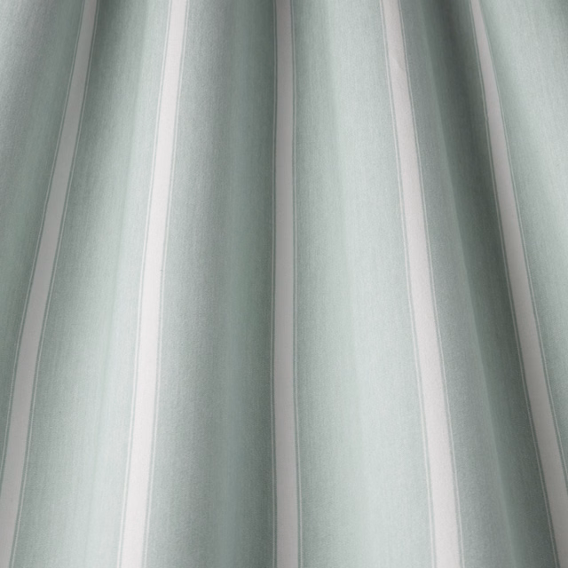 Soft aqua and white wavy striped cotton fabric with a subtle woven texture