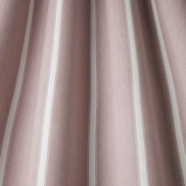 Dusty grape pink striped cotton fabric with pale cream vertical bands