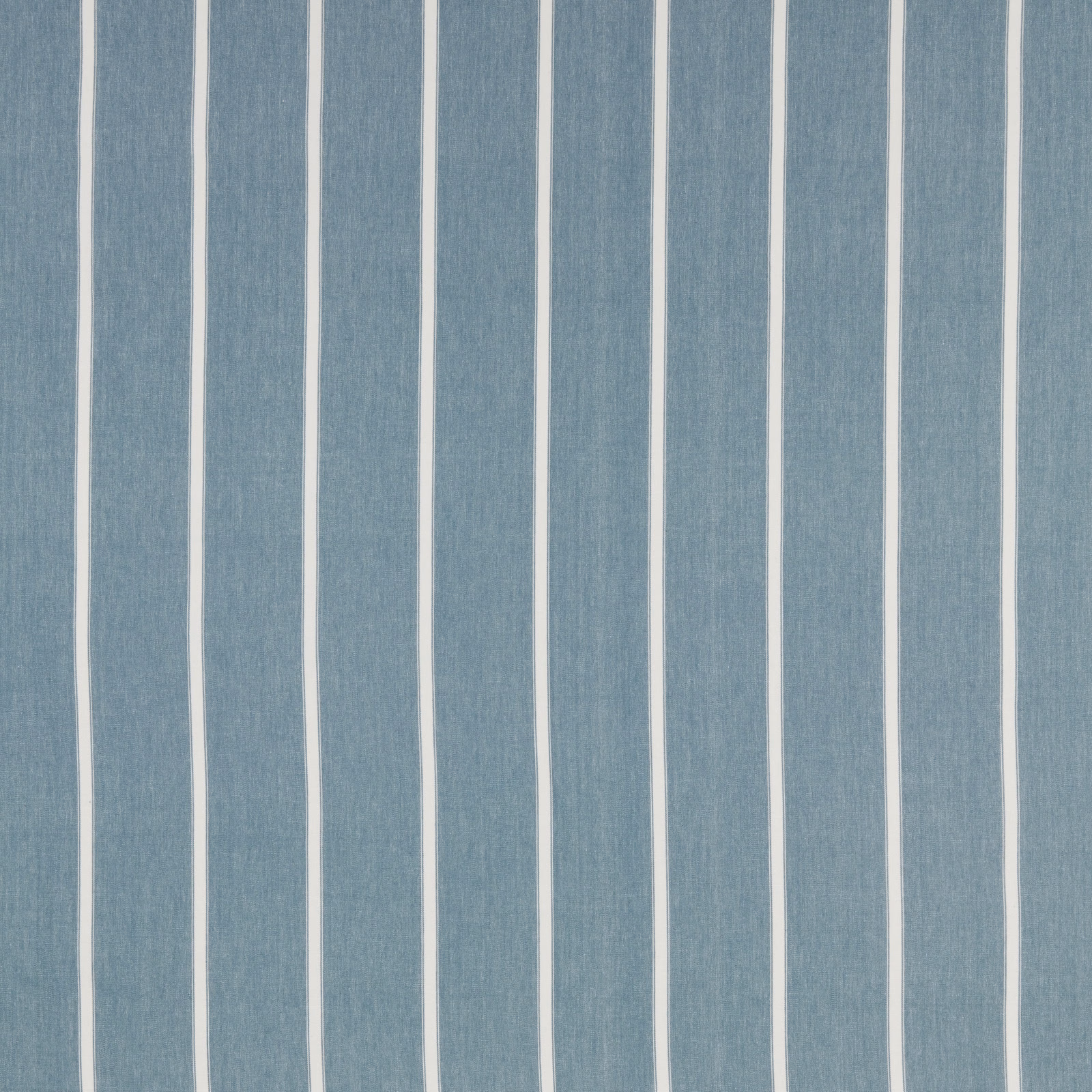 Vertical soft blue cotton stripes with narrow pale dividing bands