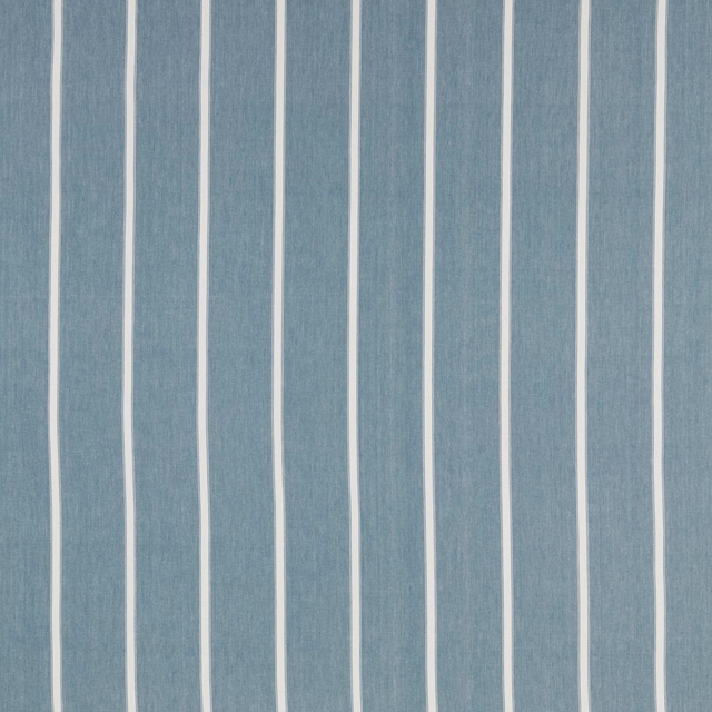Vertical soft blue cotton stripes with narrow pale dividing bands