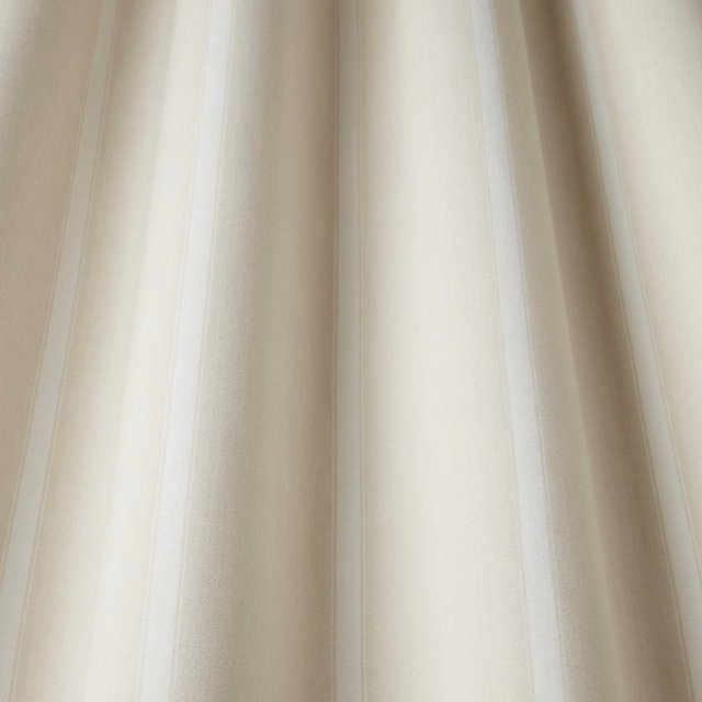 Cream striped cotton fabric with soft wavy vertical folds and a linen-like texture