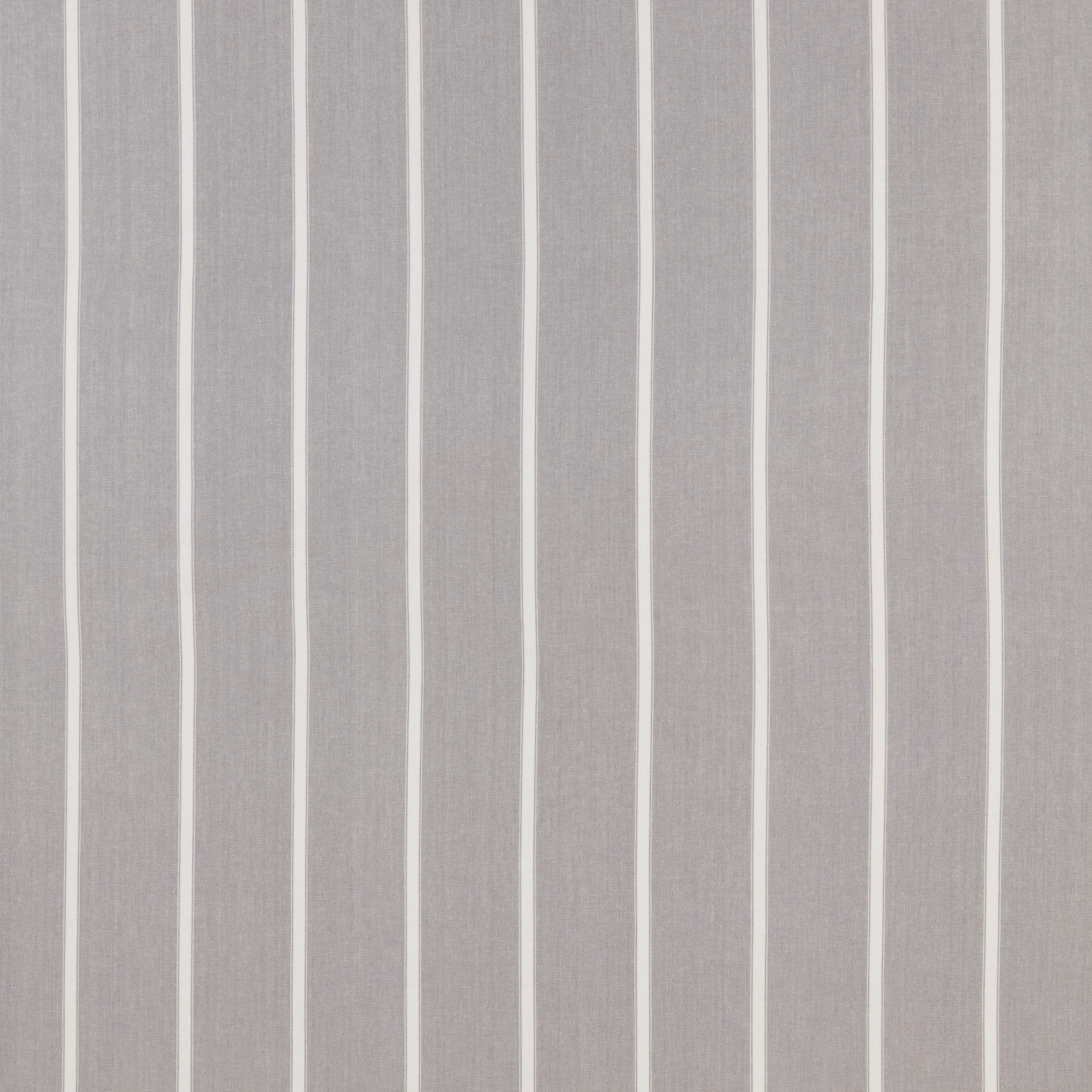 Light grey cotton stripe fabric with narrow pale vertical bands and fine woven texture