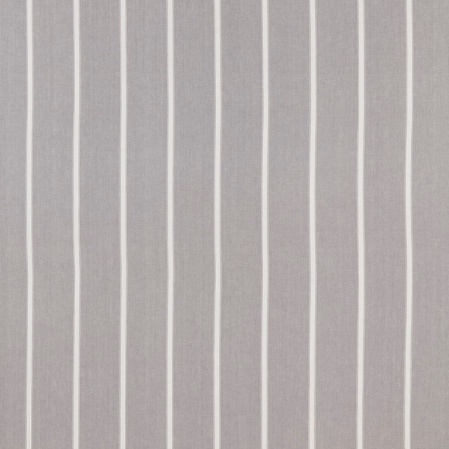 Light grey cotton stripe fabric with narrow pale vertical bands and fine woven texture