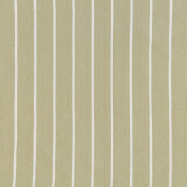 Vertical soft olive and pale cream striped cotton fabric swatch