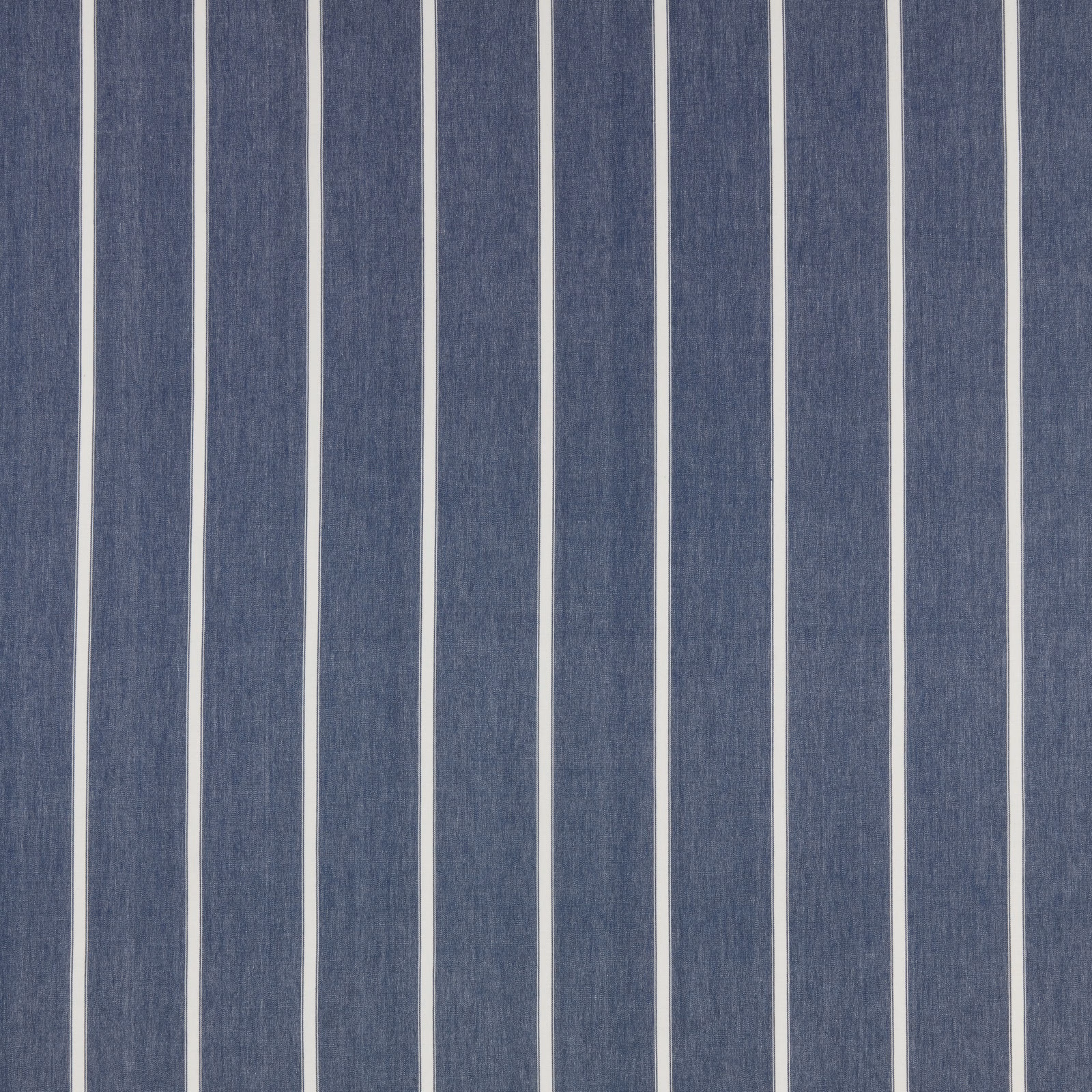 Vertical slate blue cotton stripe with narrow pale cream lines