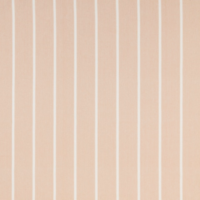 Pale blush rose cotton fabric with narrow vertical cream stripes