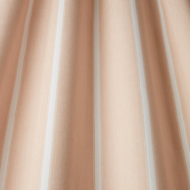 Vertical rose-beige and cream wavy stripes on a smooth cotton fabric swatch