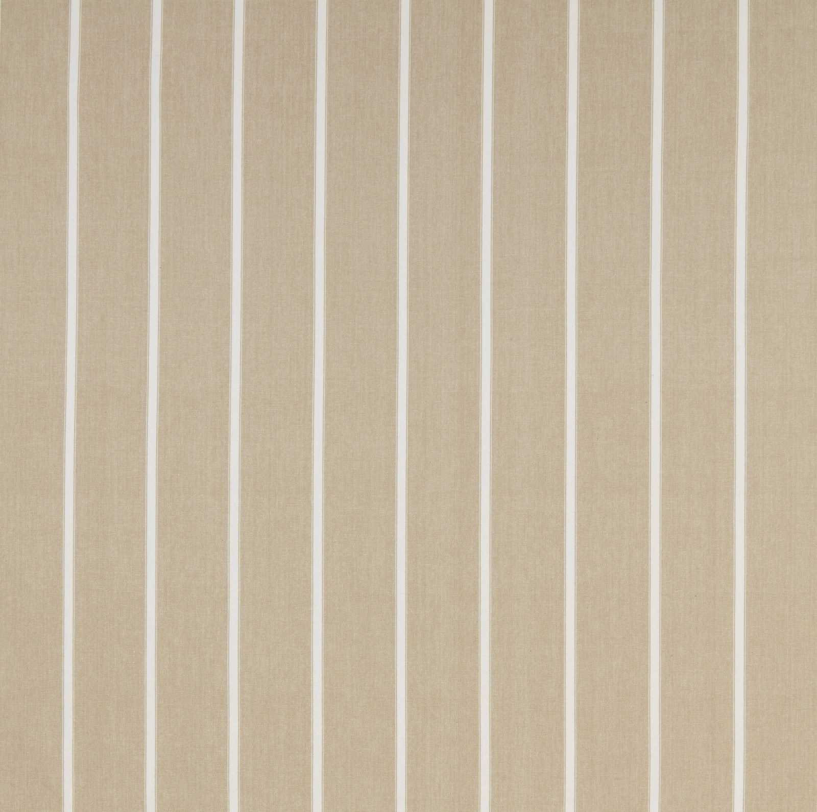Taupe and cream vertical stripe cotton fabric with a fine flat weave