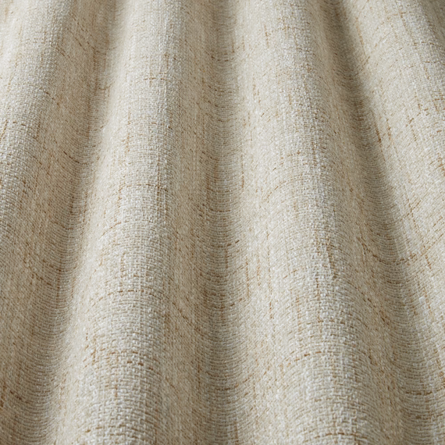 Warm barley cream wavy striped cotton fabric with a subtle textured weave