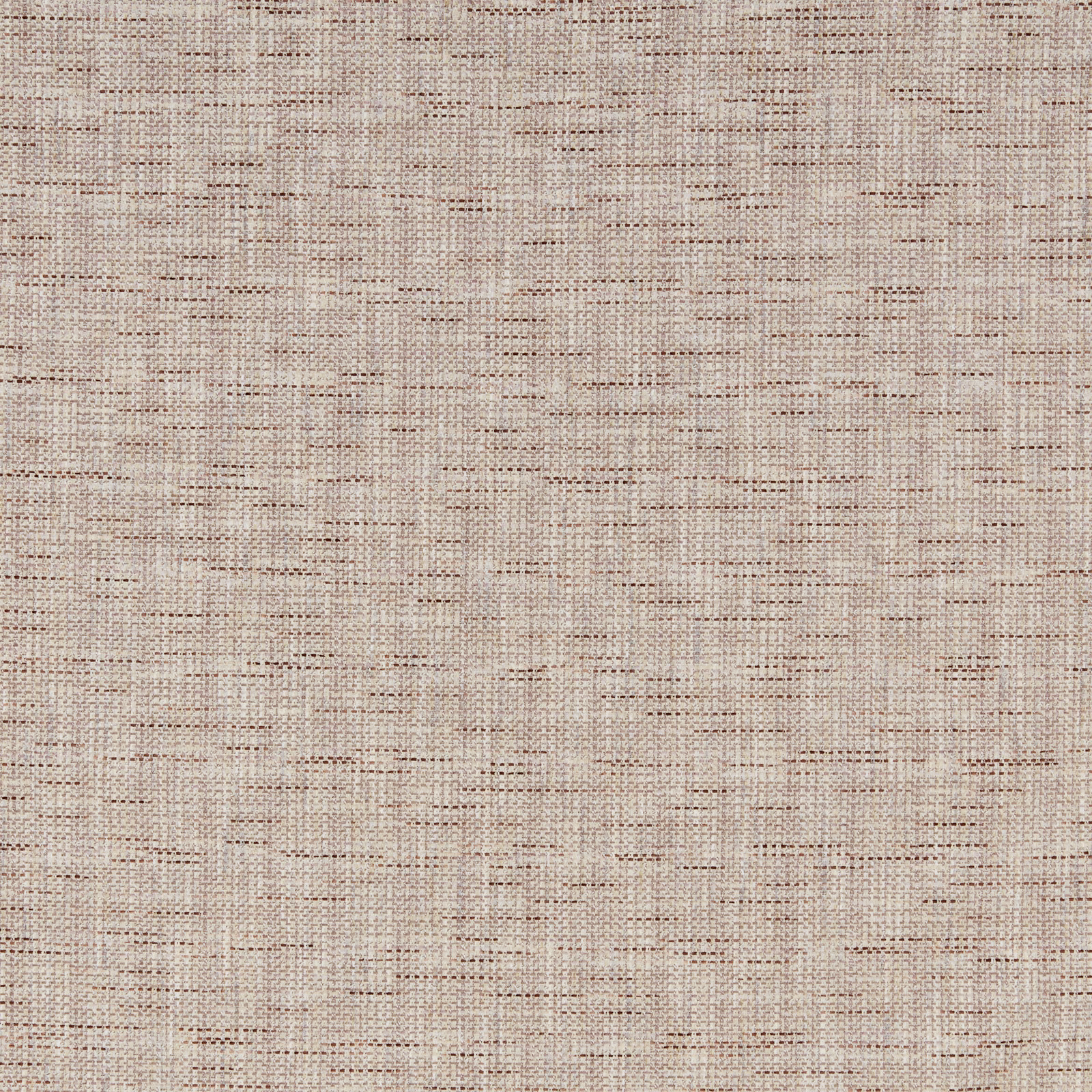 Beige woven cotton fabric with subtle grape-brown grid lines and textured slub weave