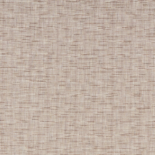 Beige woven cotton fabric with subtle grape-brown grid lines and textured slub weave